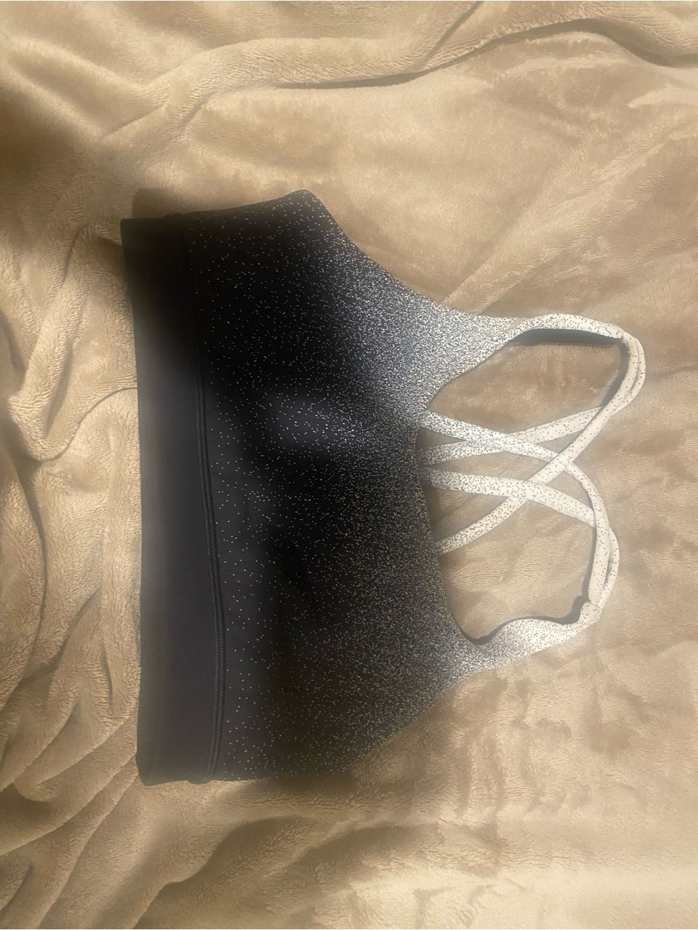 lululemon athletica Black-to-White Ombre Glitter Crisscross Sports Bra